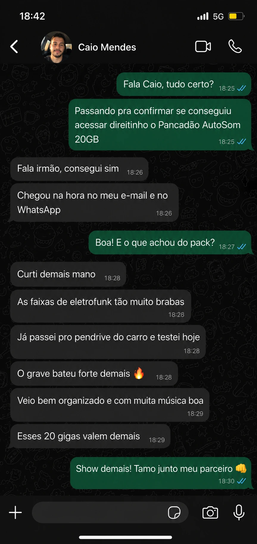 Depoimento WhatsApp — Caio Mendes