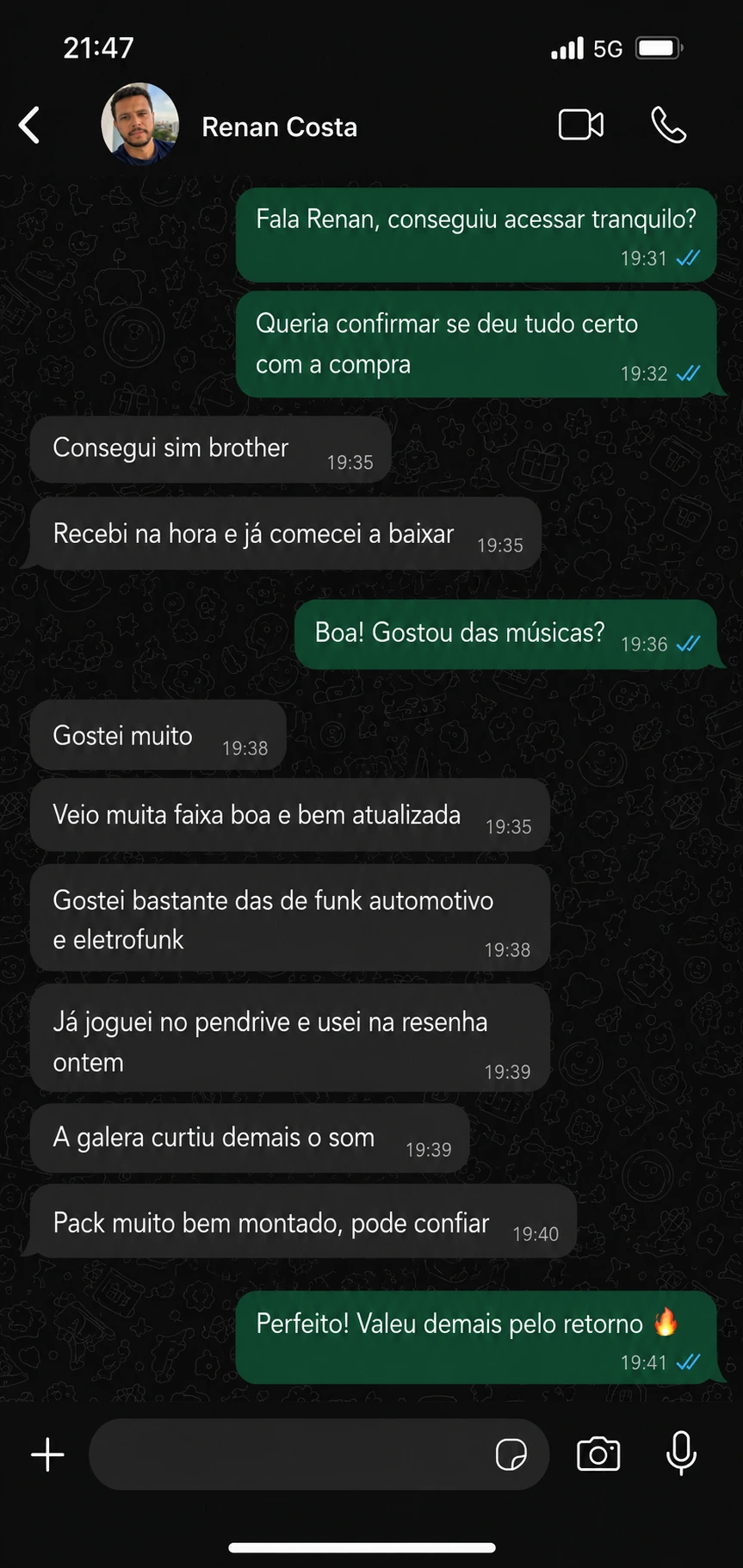 Depoimento WhatsApp — Renan Costa